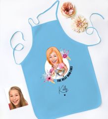 BK Gift Kişiye Özel Karikatürlü Anneler Günü Tasarımlı Mavi Mutfak Önlüğü, Aşçı Önlüğü, Şef Önlüğü, Anneye Hediye-7