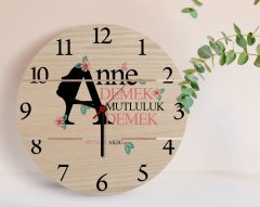 Kişiye Özel Anne Demek Mutluluk Demek Tasarımlı Otantik Ahşap Palet Saat-1