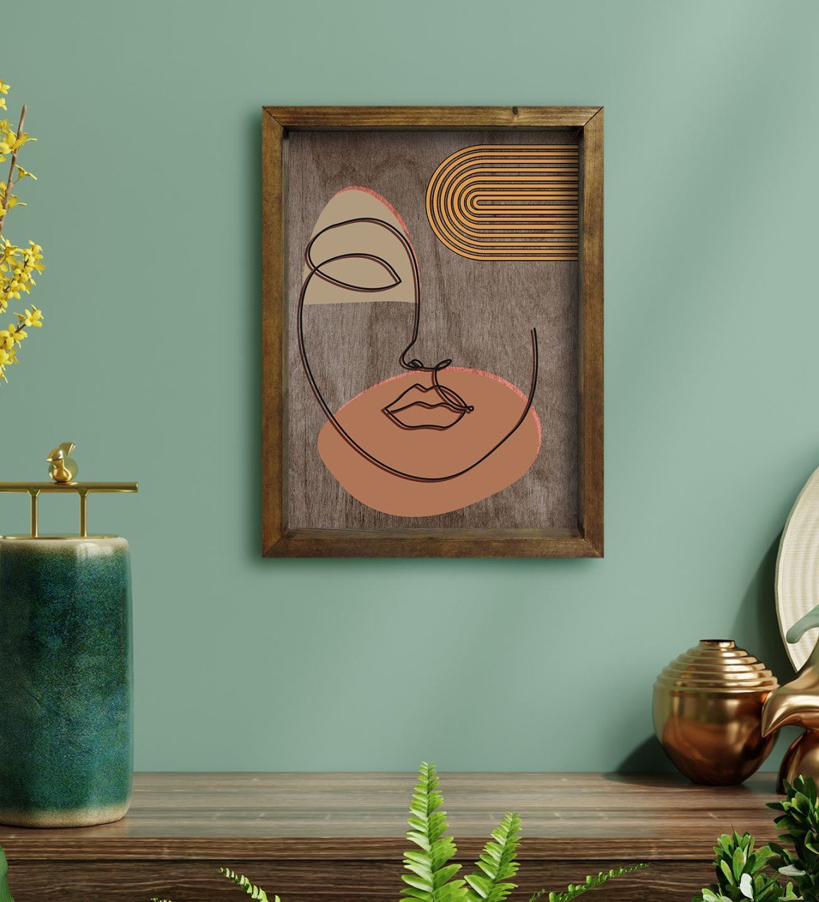 BK Home Modern Art Tasarımlı Doğal Masif Ahşap Çerçeveli Tablo-11