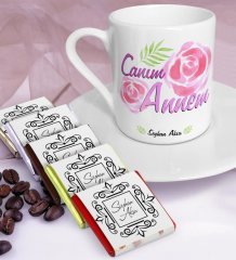 Kişiye Özel Canım Annem Türk Kahvesi Fincanı ve Çikolata Seti - 15