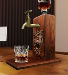 BK Gift Kişiye Özel Kabartma İsim Tasarımlı Musluklu Ahşap İçki Standı-7
