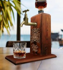 BK Gift Kişiye Özel Kabartma İsim Tasarımlı Musluklu Ahşap İçki Standı-7