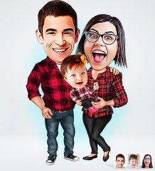 Kişiye Özel Aile Tasarımlı Dijital Karikatür-2