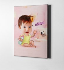 Kişiye Özel Bebek Karikatür Kanvas Tablo (50 x 70 cm.) 1