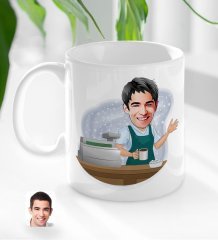Kişiye Özel Barista Karikatürlü Beyaz Kupa Bardak-1