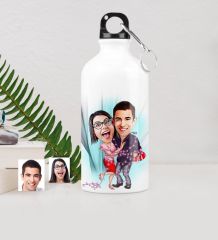 Kişiye Özel Sevgili Çift Karikatürlü Metal Suluk (500 ml.) 2