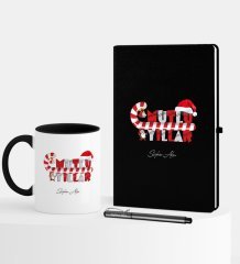 Kişiye Özel Yılbaşı Mutlu Yıllar Temalı Siyah Defter Kalem Kupa Seti - 2