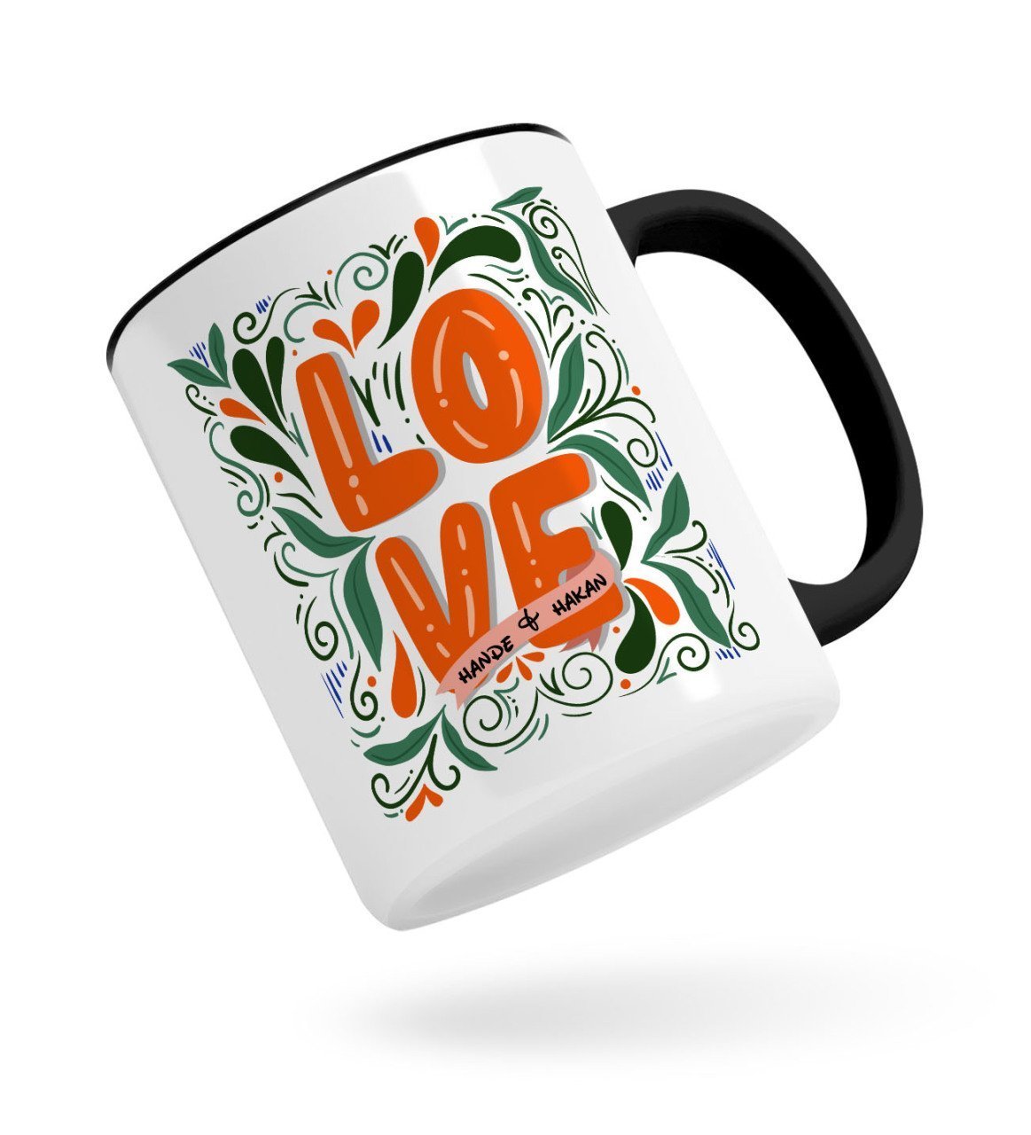 Kişiye Özel Love Tasarımlı Siyah Kupa Bardak-2