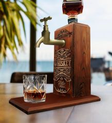 BK Gift Kişiye Özel Kabartma İsim Tasarımlı Musluklu Ahşap İçki Standı-6