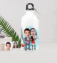Kişiye Özel Sevgili Çift Karikatürlü Metal Suluk (500 ml.) 1