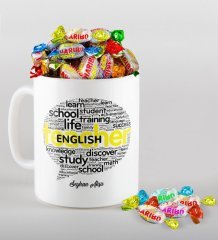 Kişiye Özel İngilizce Öğretmeni Kupa ve Haribo Şeker Hediye Seti-13
