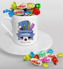 Kişiye Özel Dünyanın En İyi Öğretmeni Türk Kahvesi Fincanı ve Haribo Şeker Hediye Seti-23