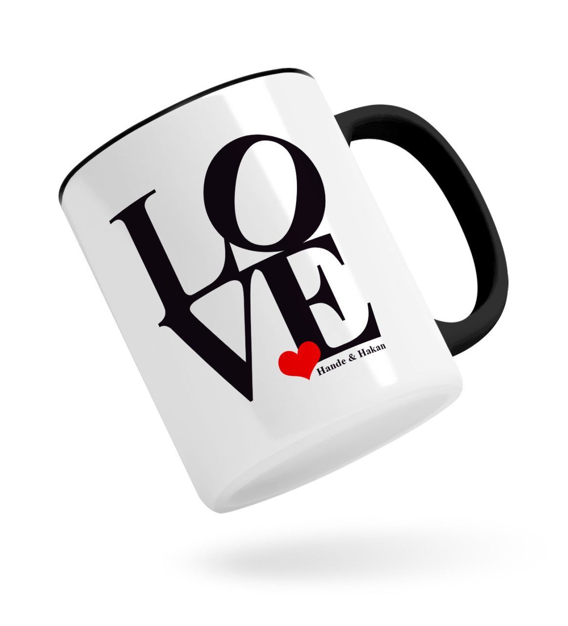 Kişiye Özel Love Tasarımlı Siyah Kupa Bardak-1