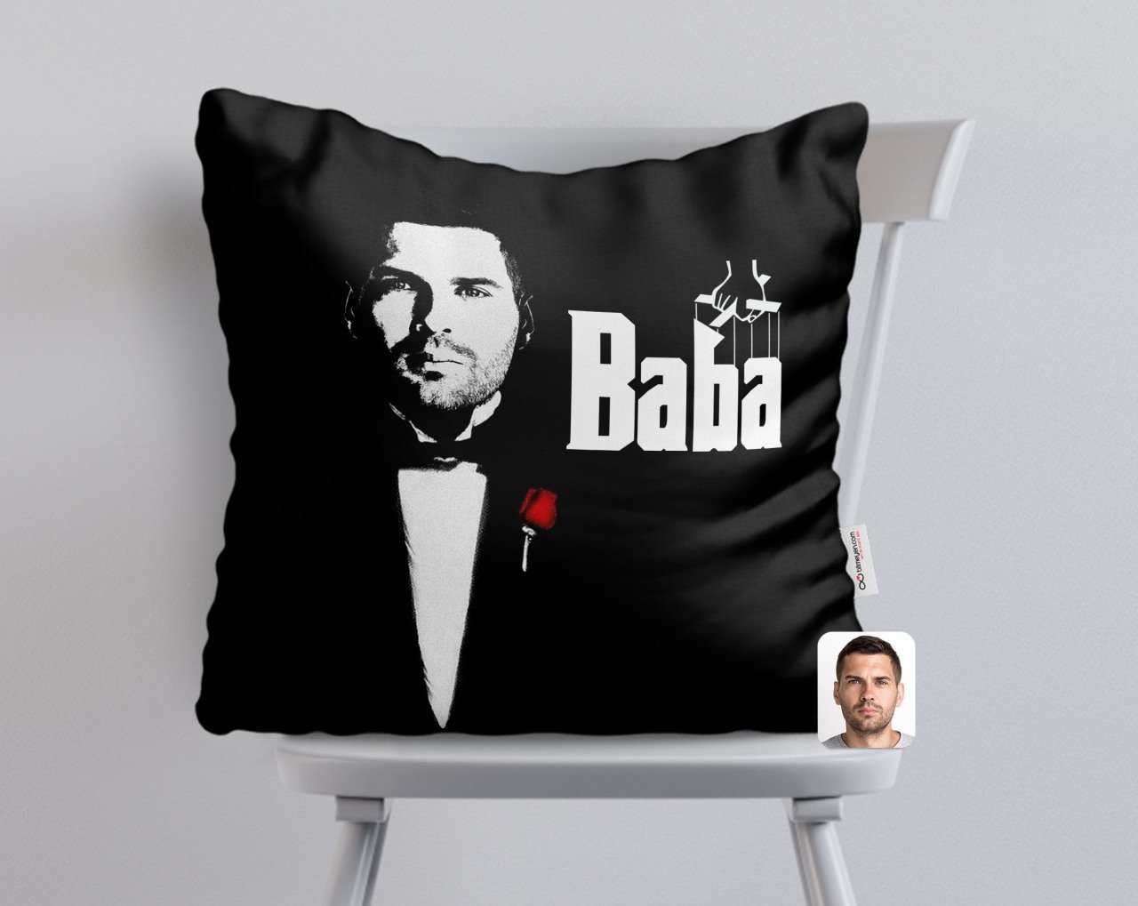 Kişiye Özel Godfather Baba Tasarımlı Beyaz Yastık-3