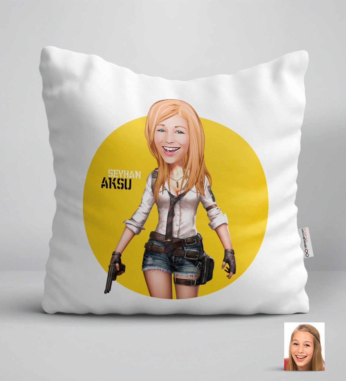 Kişiye Özel Kadın PUBG Karikatürlü Yastık-3