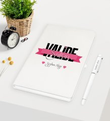 Kişiye Özel Valide Sultan Beyaz Defter Kalem Seti - 1