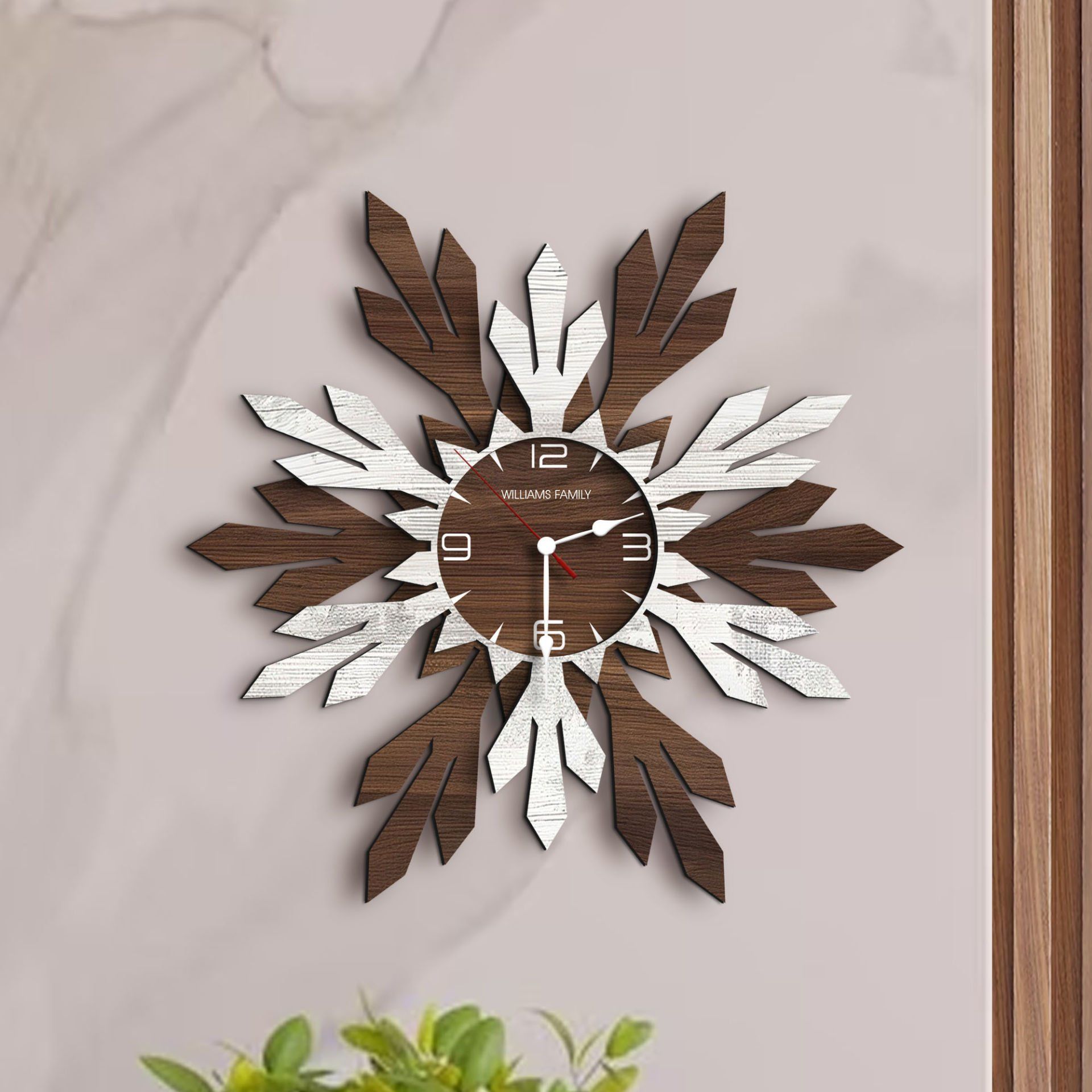 BK Gift Kişiye Özel İsimli Dekoratif 45cm Ahşap Duvar Saati-20 , Ev hediyesi , Arkadaşa Hediye , Sevgiliye Hediye