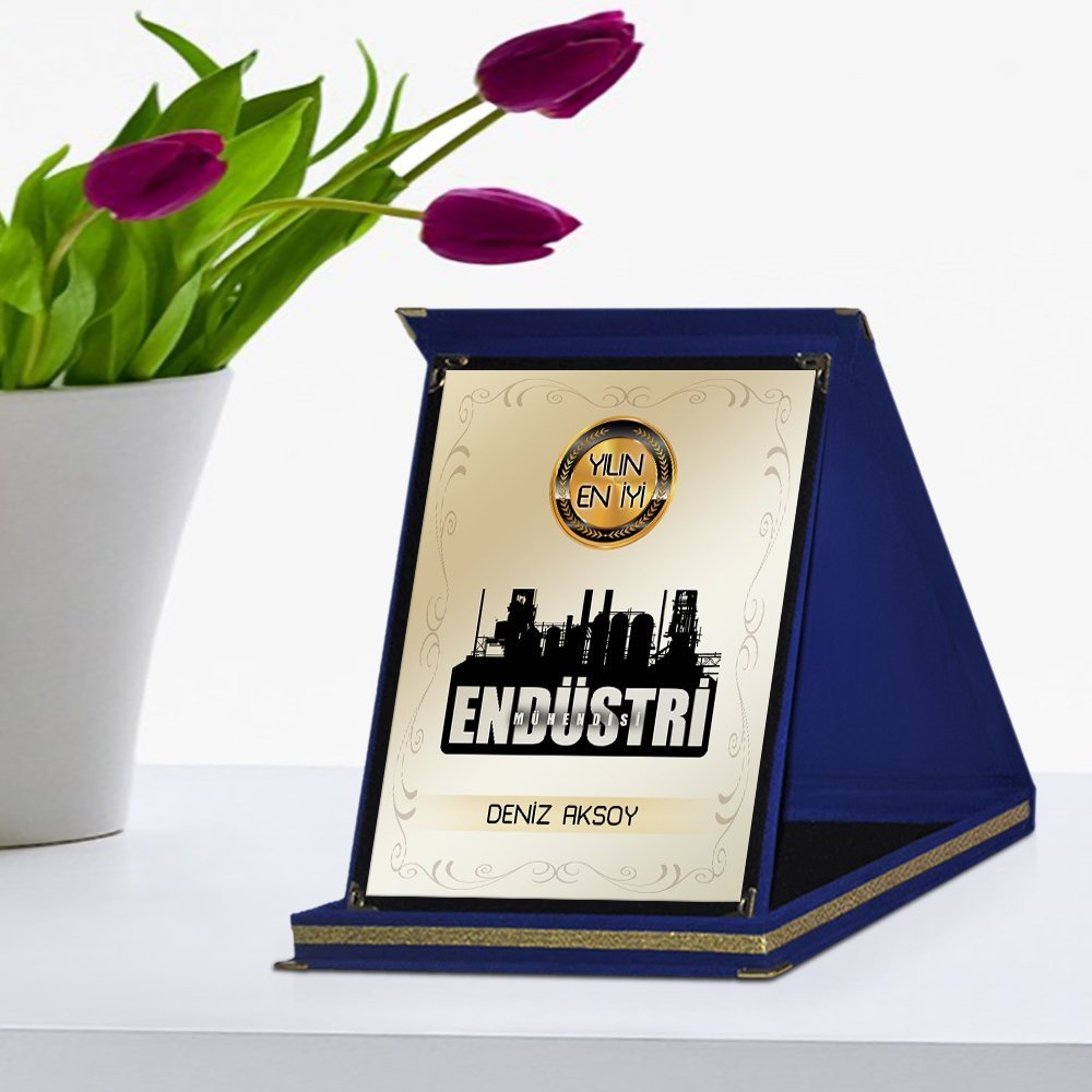 Kişiye Özel Yılın En İyi Endüstri Mühendisi Lacivert Plaket Ödülü