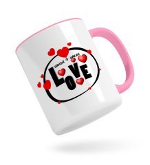 Kişiye Özel Love Tasarımlı Pembe Kupa Bardak-8