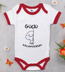 BK Kids Güçlü Kalamıyorum Tasarımlı Kırmızı Bebek Body Zıbın-1