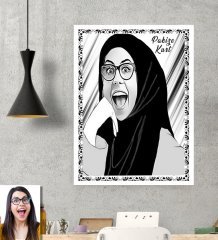 Kişiye Özel Türbanlı Karikatürlü  Afiş Poster (50 x 70 cm.) 40-782