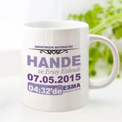 Kişiye Özel Tarihli Hayatımızın Matematiği Tasarımlı Beyaz Kupa Bardak - 1