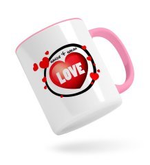 Kişiye Özel Love Tasarımlı Pembe Kupa Bardak-7