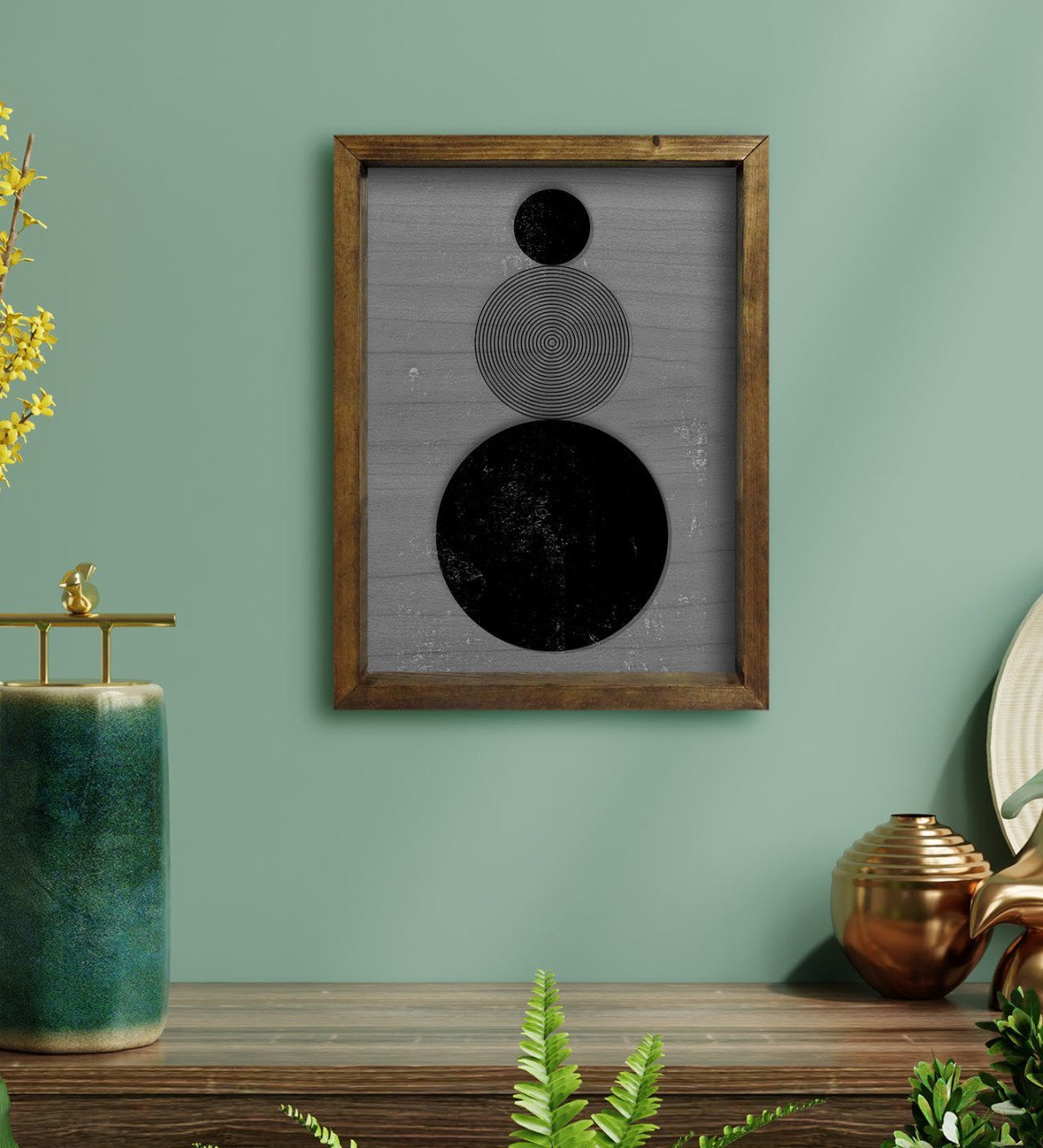 BK Home Modern Art Tasarımlı Doğal Masif Ahşap Çerçeveli Tablo-7