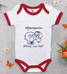 BK Kids Gözüme Toz Kaçtı Tasarımlı Kırmızı Bebek Body Zıbın-1