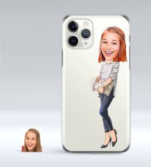 Kişiye Özel Bayan Karikatürlü iPhone 11 Pro İnce Şeffaf Silikon Telefon Kapağı-11
