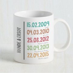 Kişiye Özel Tarihli En Güzel Anlarımız Tasarımlı Beyaz Kupa Bardak - 1