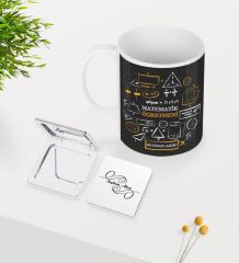 Kişiye Özel Matematik Öğretmeni Beyaz Kupa Ayna Seti-10