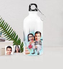 Kişiye Özel Gelin Damat Karikatürlü Metal Suluk (500 ml.) 7