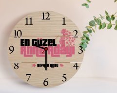 Kişiye Özel Anne Adayı Tasarımlı Otantik Ahşap Palet Saat-1