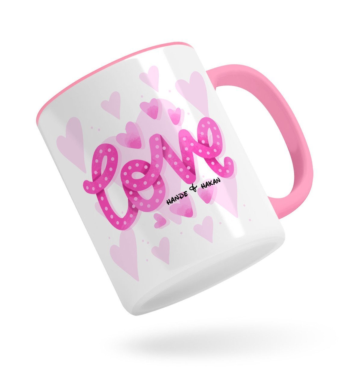 Kişiye Özel Love Tasarımlı Pembe Kupa Bardak-6