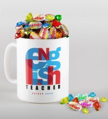 Kişiye Özel İngilizce Öğretmeni Kupa ve Haribo Şeker Hediye Seti-10