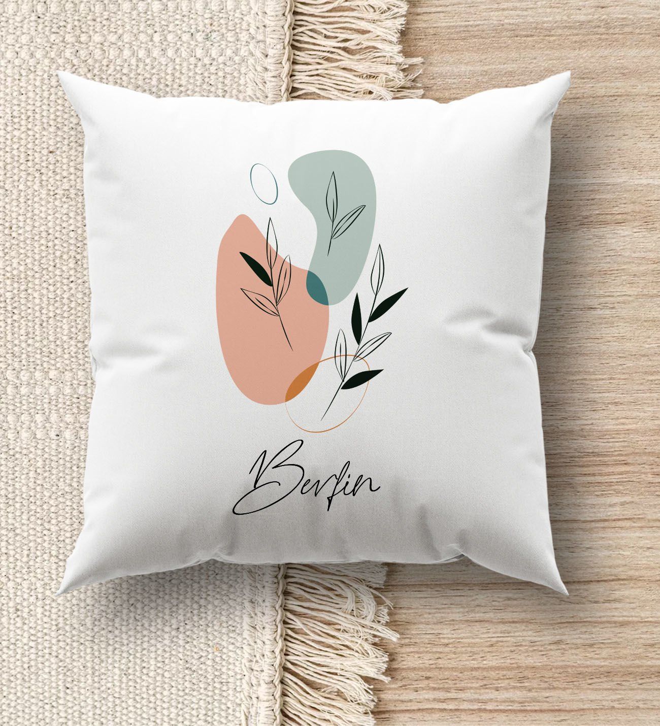 BK Gift Kişiye Özel İsimli Beyaz Kırlent Yastık, Ev Hediyesi, Ev Dekorasyonu, Dekoratif Hediye-12