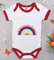 BK Kids Gökkuşağı Tasarımlı Kırmızı Bebek Body Zıbın-1