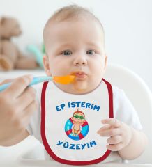BK Kids Ep İsterim Tasarımlı Kırmızı Bebek Mama Önlüğü-4