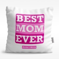 Kişiye Özel En İyi Anne Tasarımlı Beyaz Saten Yastık - 3