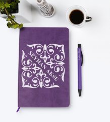 Kişiye Özel İsimli Mor Termo Deri Defter Kalem Seti Model 10