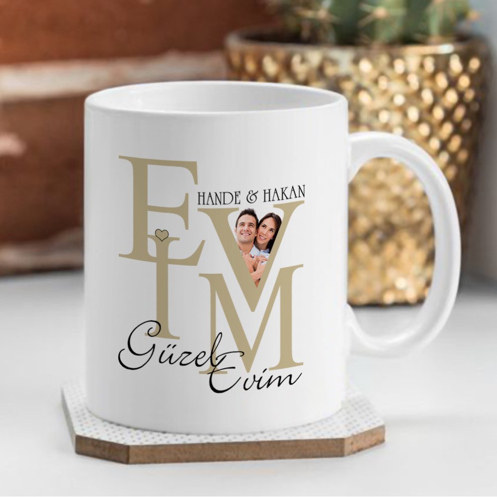 Kişiye Özel Evim Güzel Evim Tasarımlı Beyaz Kupa Bardak - 2