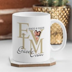 Kişiye Özel Evim Güzel Evim Tasarımlı Beyaz Kupa Bardak - 2