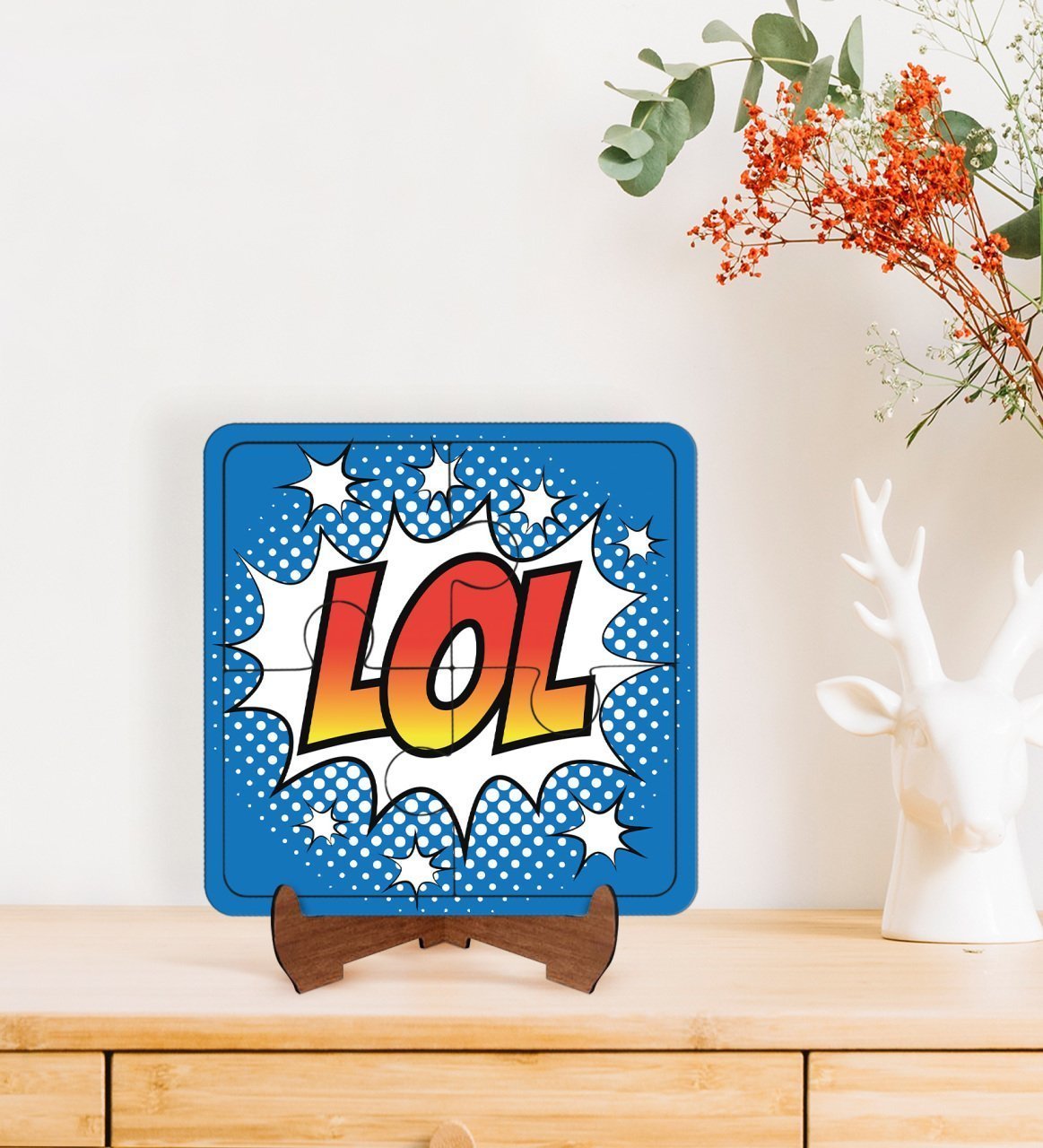 BK Gift Pop Art Tasarımlı Ahşap Standlı Puzzle Çerçeve-14