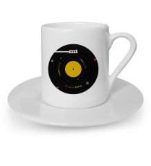 Kişiye Özel Retro Record Tasarımlı Türk Kahvesi Fincanı - 1