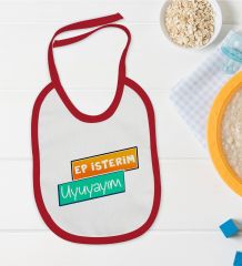 BK Kids Ep İsterim Tasarımlı Kırmızı Bebek Mama Önlüğü-3