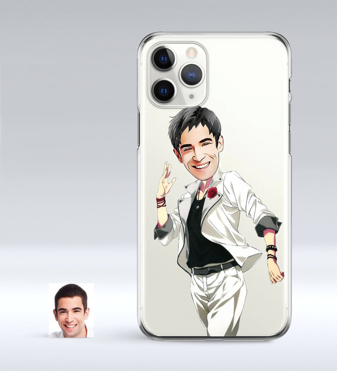 Kişiye Özel Erkek Karikatürlü iPhone 11 Pro İnce Şeffaf Silikon Telefon Kapağı-34