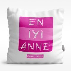 Kişiye Özel En İyi Anne Tasarımlı Beyaz Saten Yastık - 2