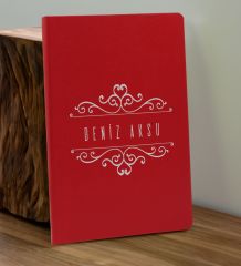 BK Gift Kişiye  Özel İsimli Kırmızı Defter ve Cam Matara Hediye Seti-8, Sevgiliye Hediye, Arkadaşa Hediye, Yeni İş Hediyesi