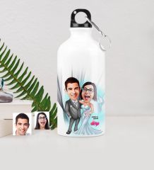 Kişiye Özel Gelin Damat Karikatürlü Metal Suluk (500 ml.) 5